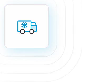 Icon of a delivery truck with a snowflake symbol indicating refrigerated or temperature-controlled transport.