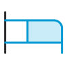 Icon of a hospital bed with a blue mattress and headboard.