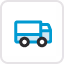 Blue truck icon representing transport and logistics.