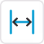 Icon depicting bidirectional horizontal arrows between two vertical lines, symbolizing a gap or distance measurement.