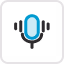 Blue and black microphone icon representing a podcast.
