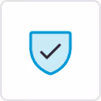 Blue shield icon with a gray checkmark inside, symbolizing security or protection.