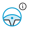 Blue steering wheel icon symbolizing driver safety and fatigue awareness.