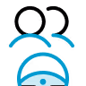 Blue curved arrows pointing up and down, suggesting rotation or circular motion.
