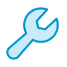 Blue wrench icon representing tools or device settings.