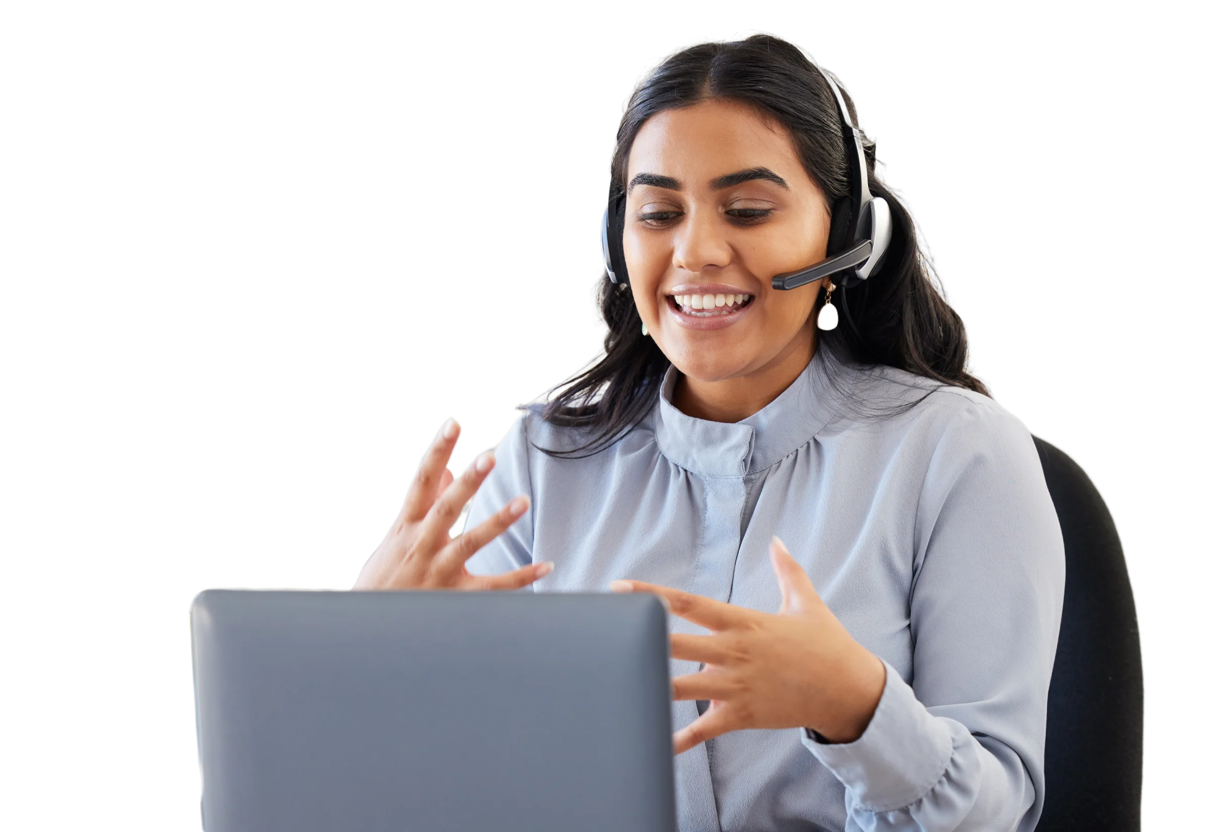 Business professional, comfortable with technology. Working on laptop.