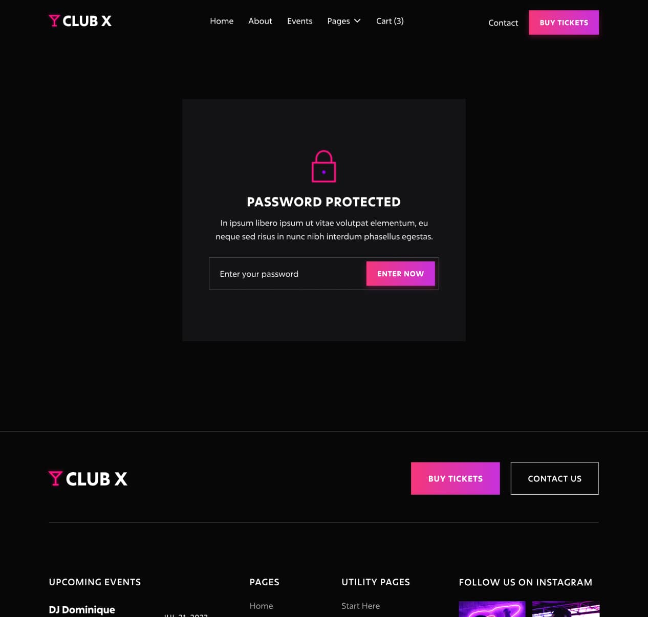 Password Protected - Club X Webflow Template
