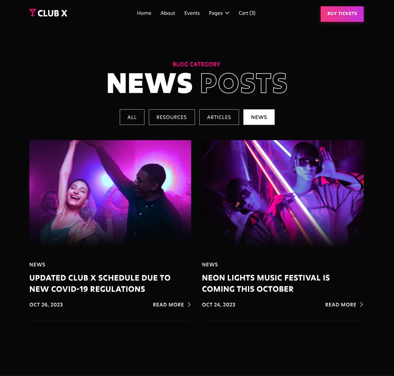 Blog Category Top - Club X Webflow Template