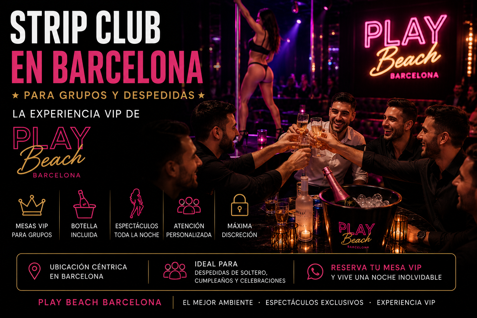 Barcelona Strip Club for Groups and Bachelor Parties: The Play Beach VIP Experience