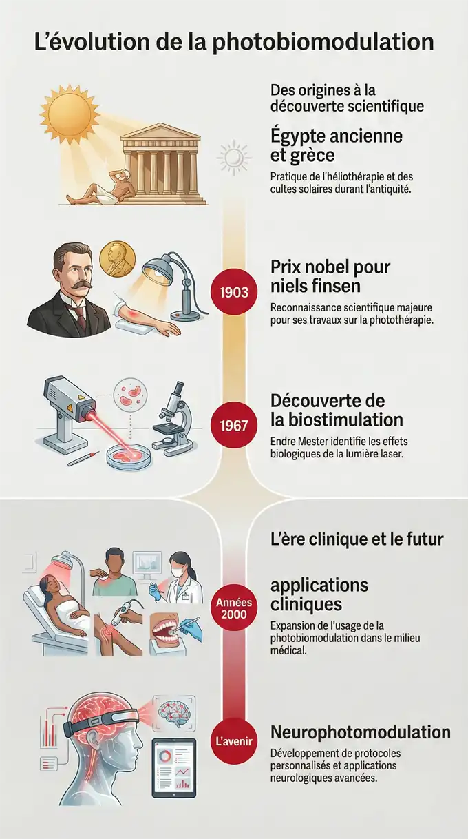 evolution histoire de la photobiomodulation luminotherapie
