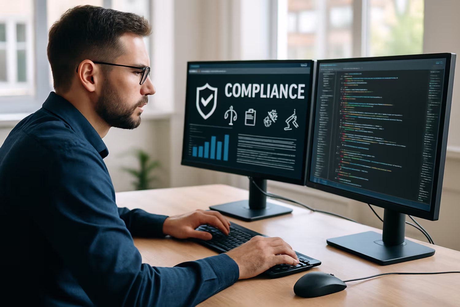 IT professional using compliance software