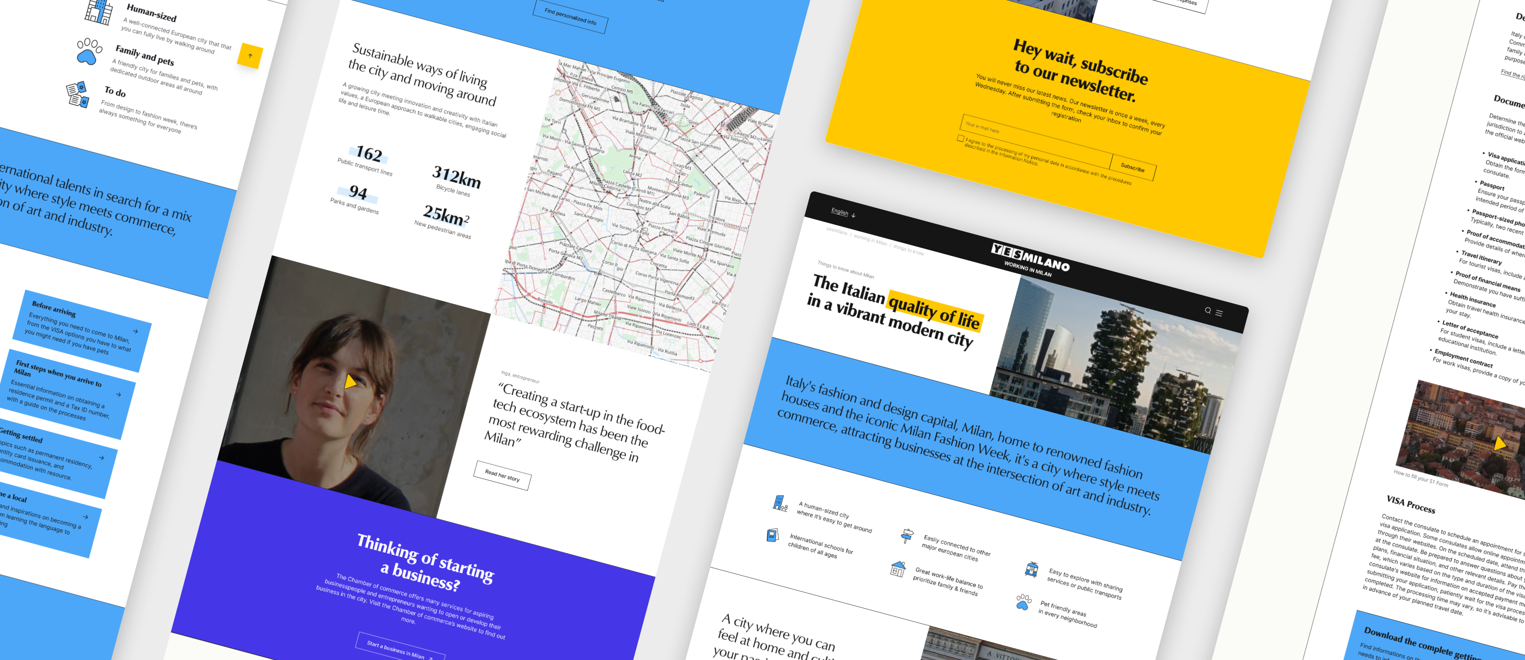 a montage of screenshots showcasing some of the designed webpages