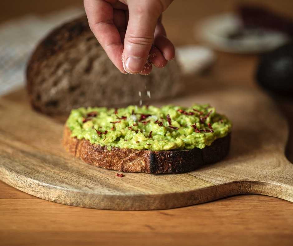 Healthy creamy avocado toast recipe prepared as part of the SheMed UK nutrition plan.