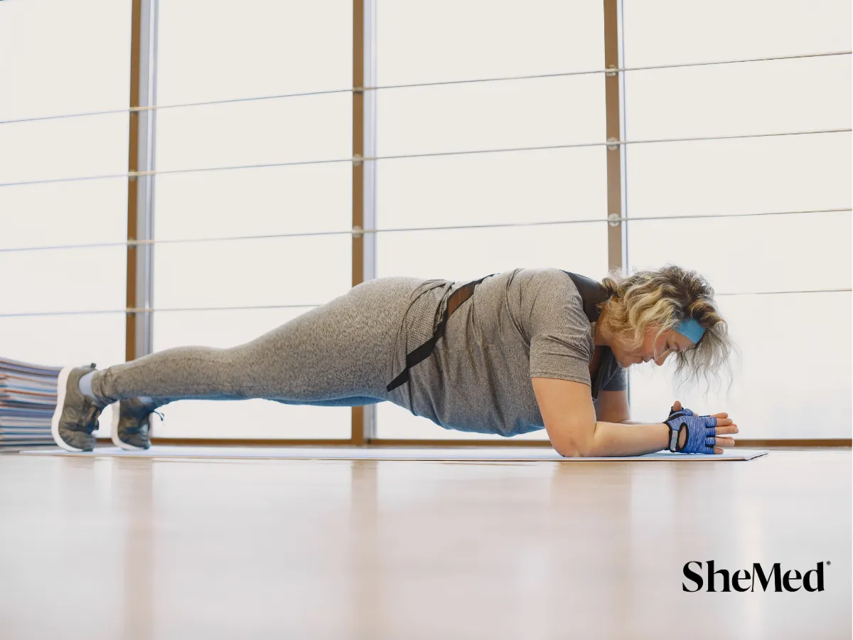 A women doing a plank.