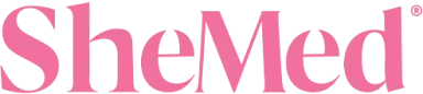 SheMed brand name in bold pink text.