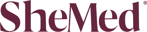 SheMed brand name in dark rose color text.
