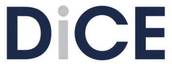Text logo showing the word DICE with a stylized letter I.