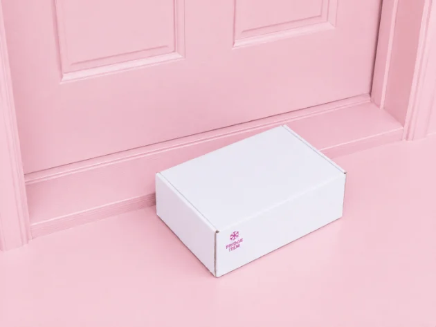 Discreet SheMed medication delivery box.