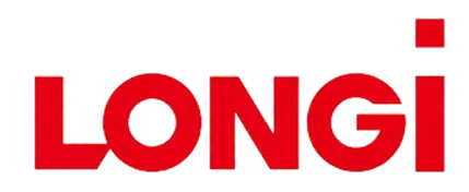LONGi company logo in bold red letters with a red square dotting the letter i.