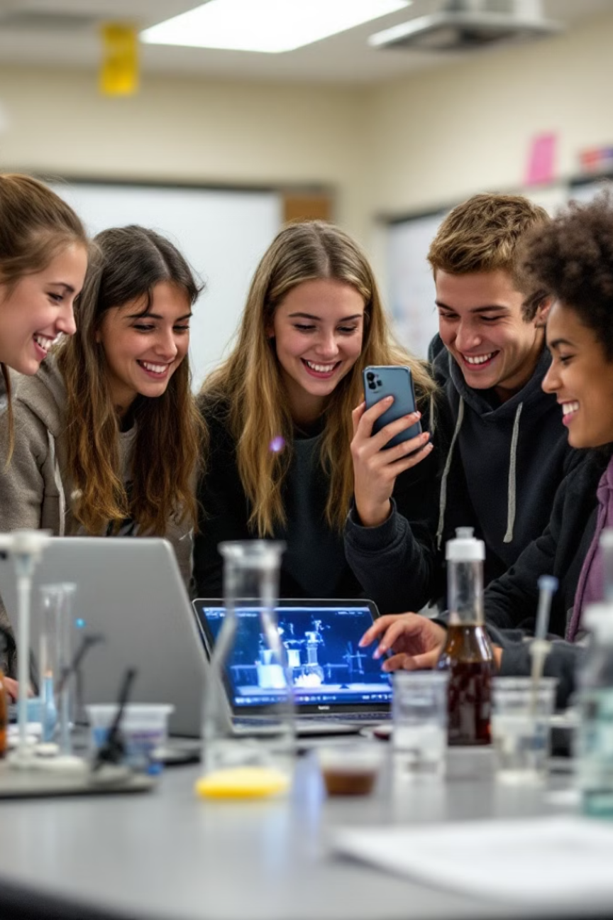 image of students engaging with the software (for a edtech)