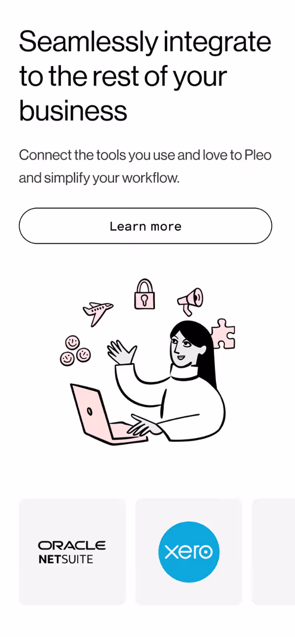 An image of the integration section UI on mobile