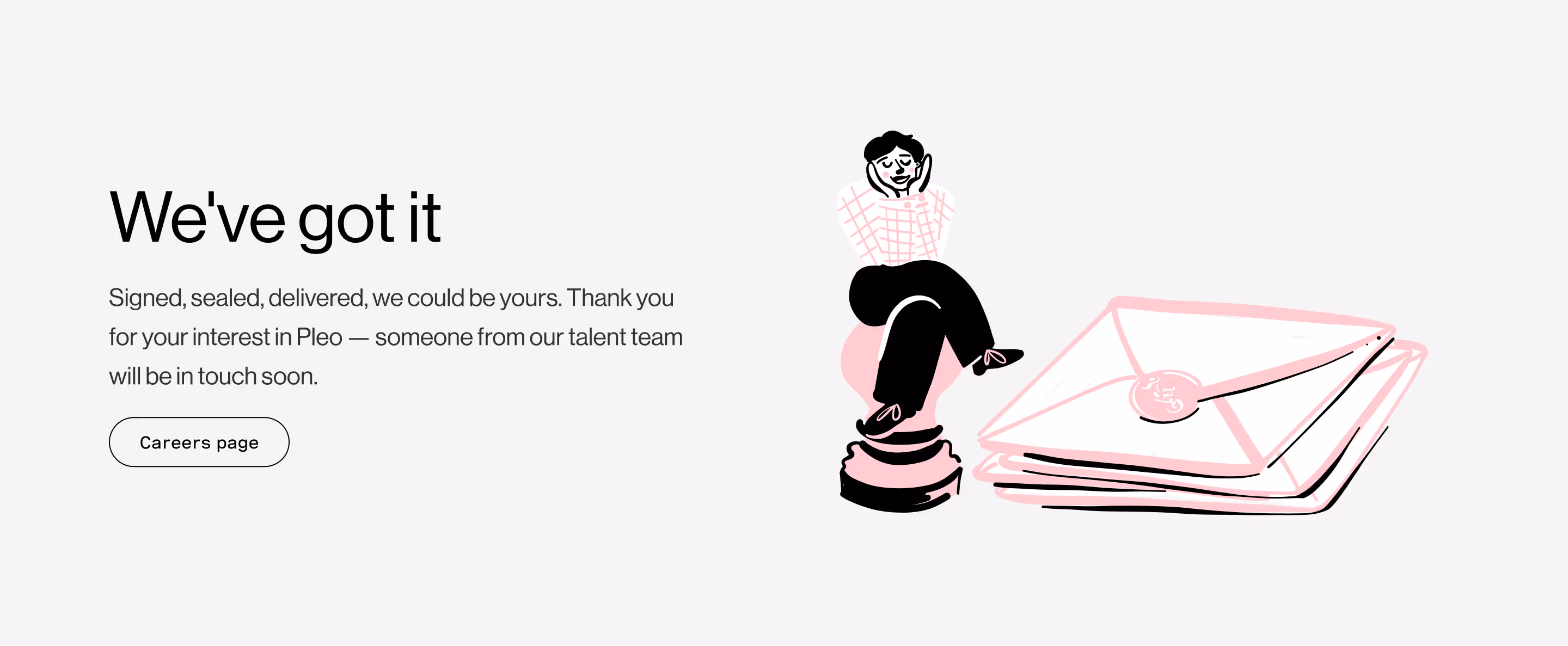 An image of the job application confirmation section on desktop