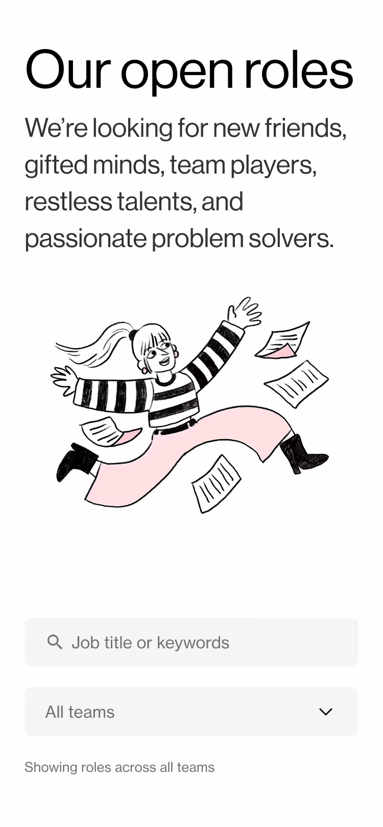 An image of the jobs board page hero on mobile