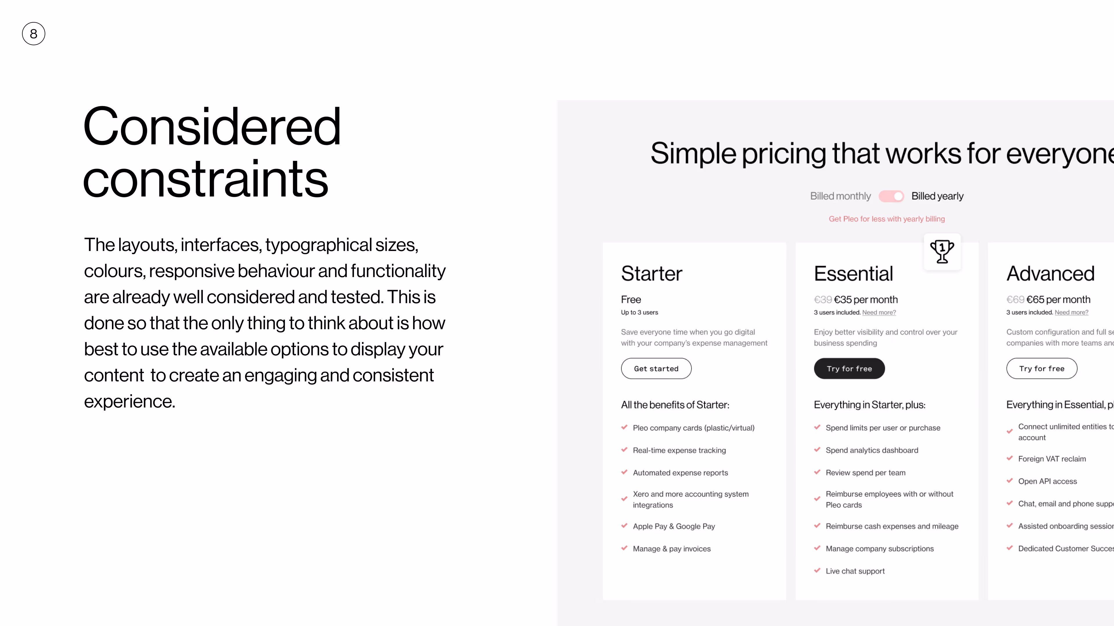 A page from the design system guidelines on constraints