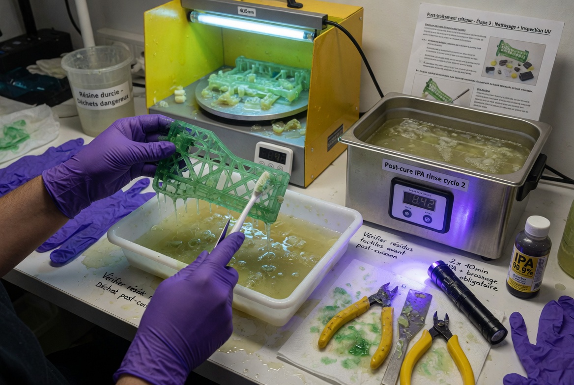 post traitement après impression 3D résine