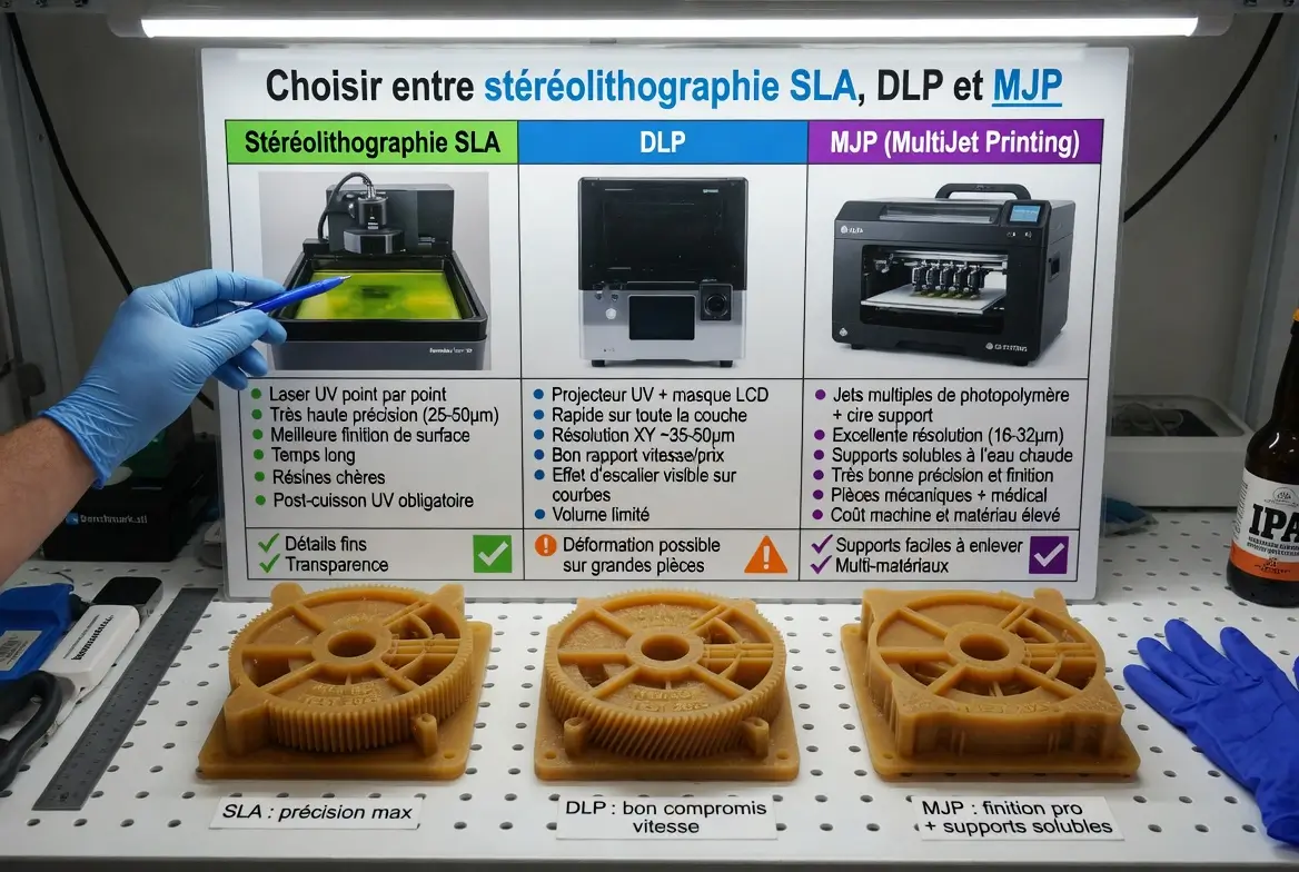 stéréolithographie SLA, DLP et MJP