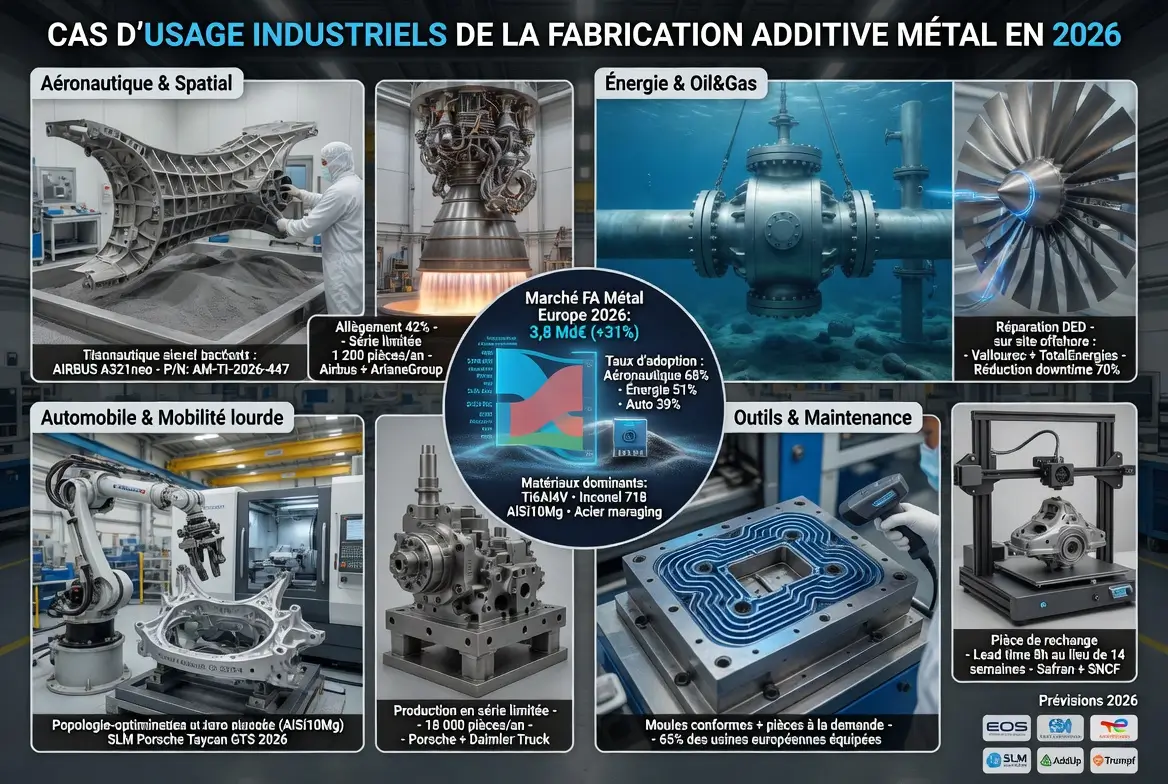 Cas d'usage industriels de la fabrication additive métal en 2026