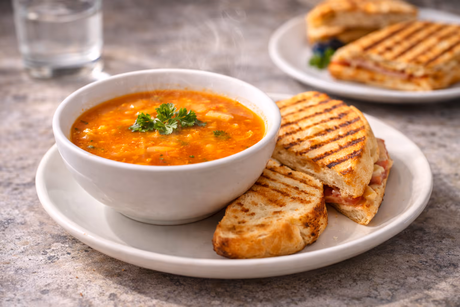 Soup of the day with toasted panini at Colin Coffee Hub in Dunmurry.