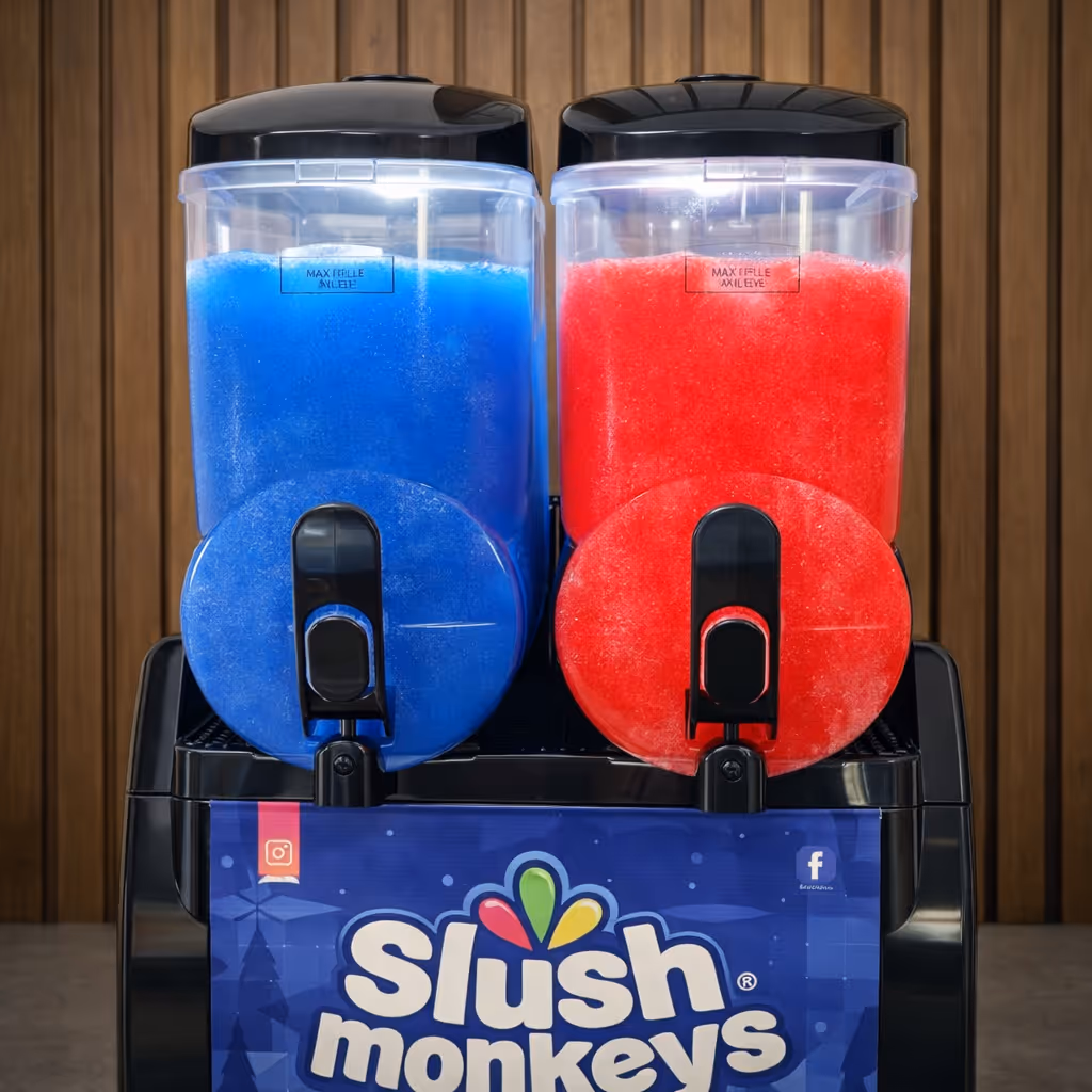 Blue and red Slush Monkey slushies available at Colin Coffee Hub cafe in Dunmurry.