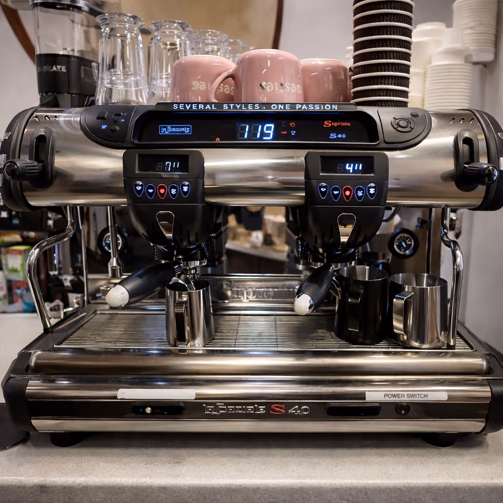 Espresso machine used to prepare coffee at Colin's Coffee Hub in Dunmurry.