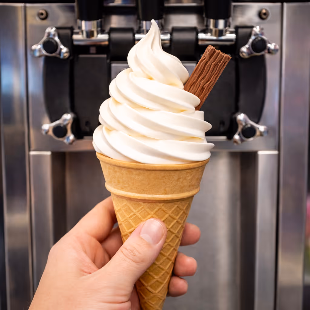 Soft serve ice cream cone at Colin Coffee Hub cafe in Dunmurry.