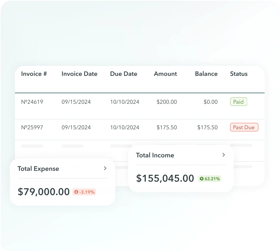 Rental management software accounting dashboard