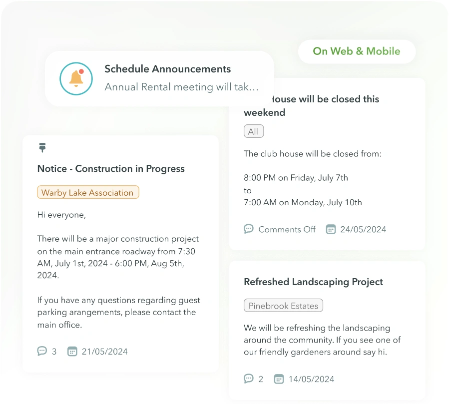 Property management software for centralized resident communications