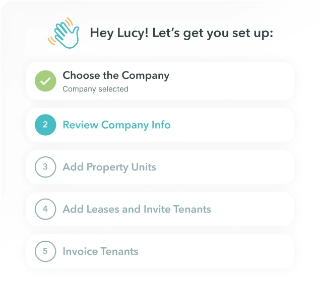 Guided onboarding in ManageCasa property management software.