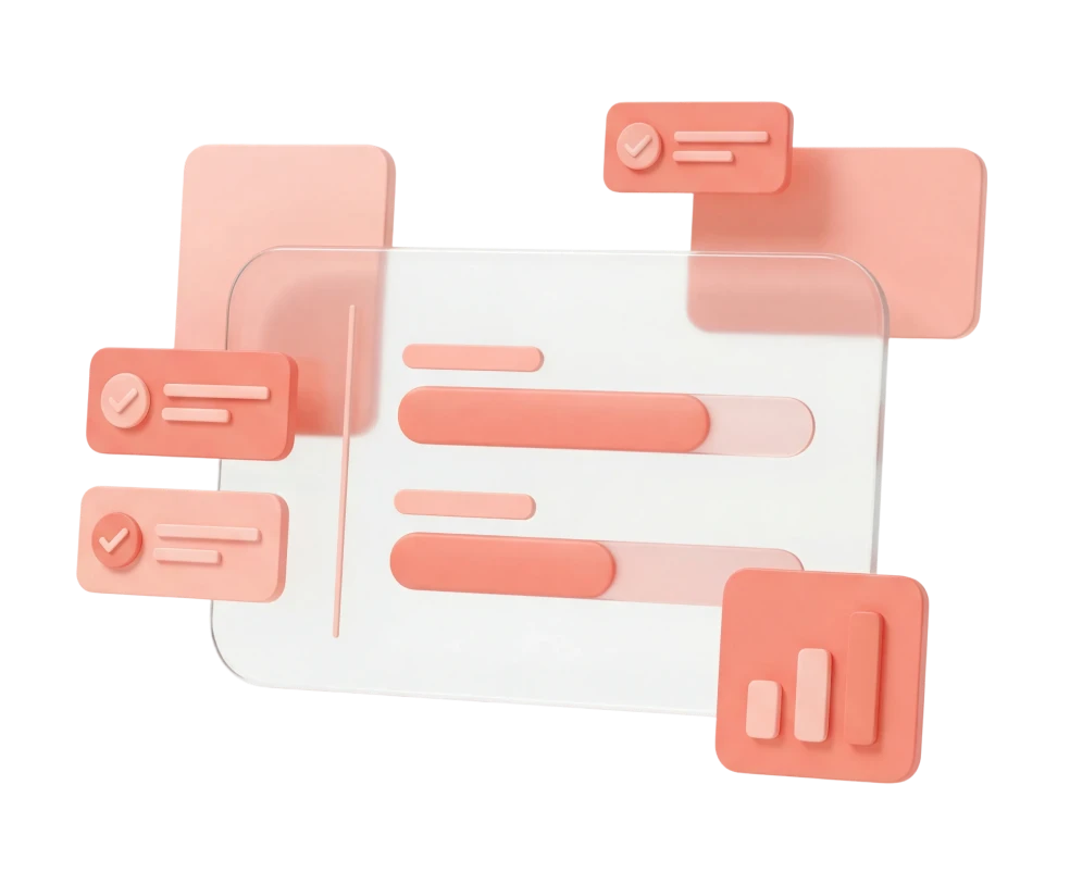 3D illustration of two houses with stacked transparent blocks showing icons related to documents, charts, and tools labeled Centralized HOA Management.