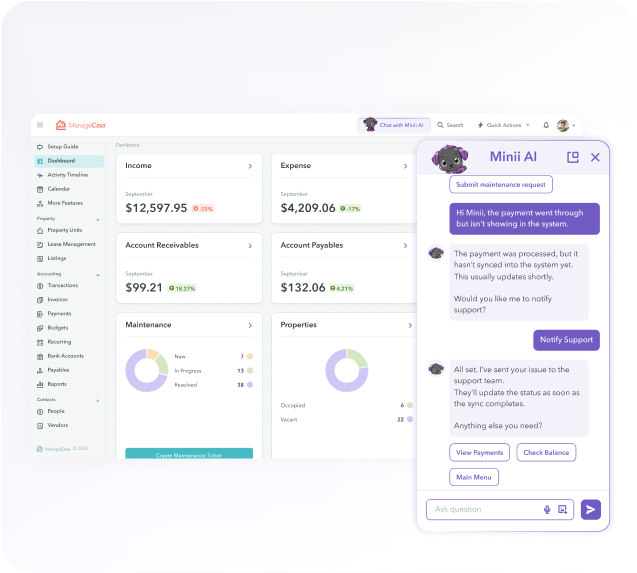 Apartment management software with online maintenance requests