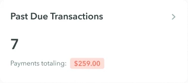 Card showing 7 past due transactions with payments totaling $259.00.