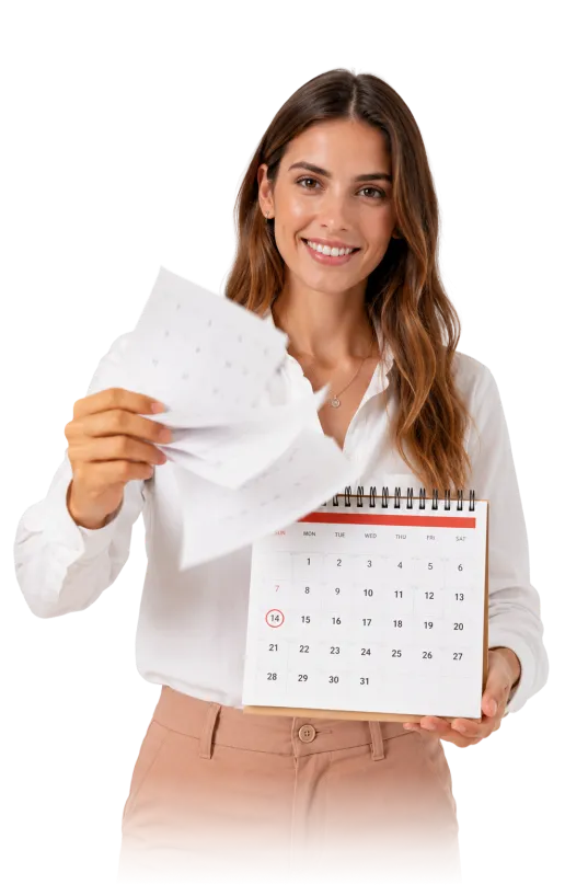ManageCasa migration specialist holding documents and a calendar