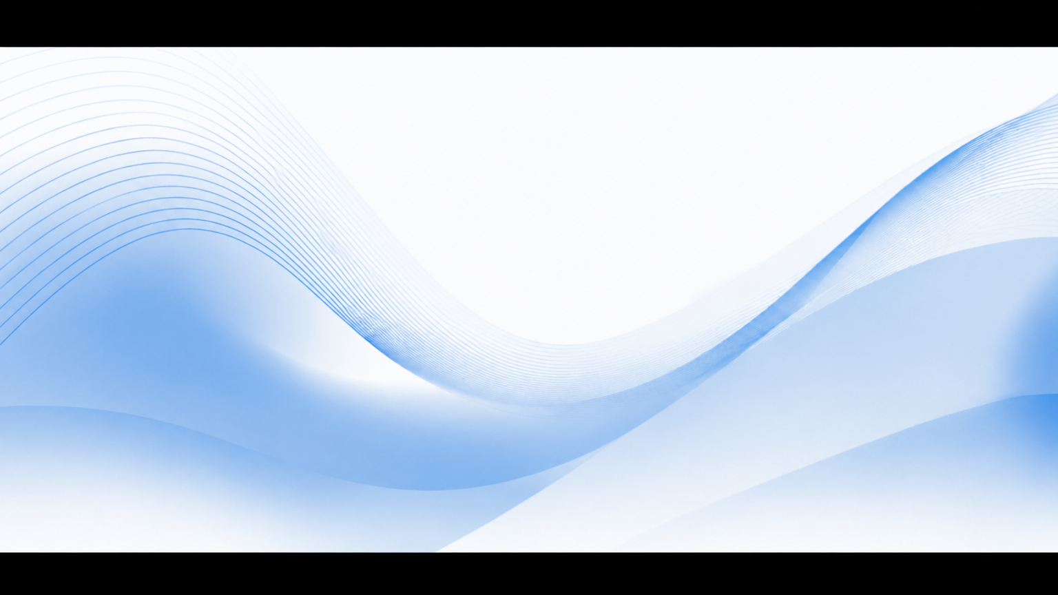 Abstract background with flowing translucent blue waves and fine curved lines on white.