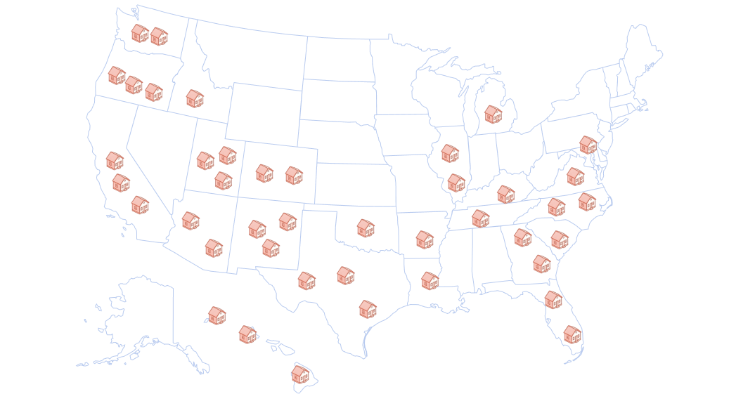 Map of ManageCasa communities across the United States