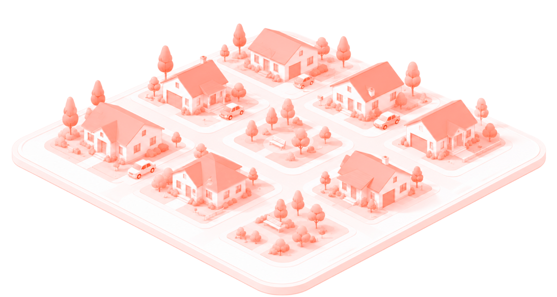 Coral illustration of a residential community