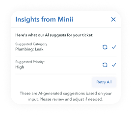 Insights from Minii: Plumbing Leak, High priority.