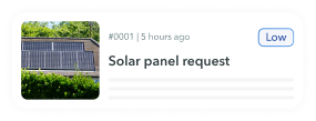 Solar panel request created with low priority.