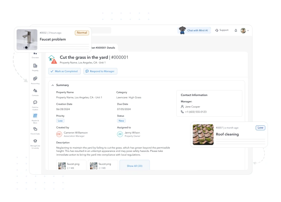 ManageCasa HOA violations tracking board