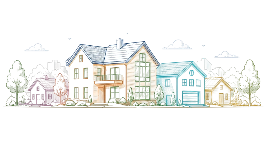 Coral illustration of a residential community