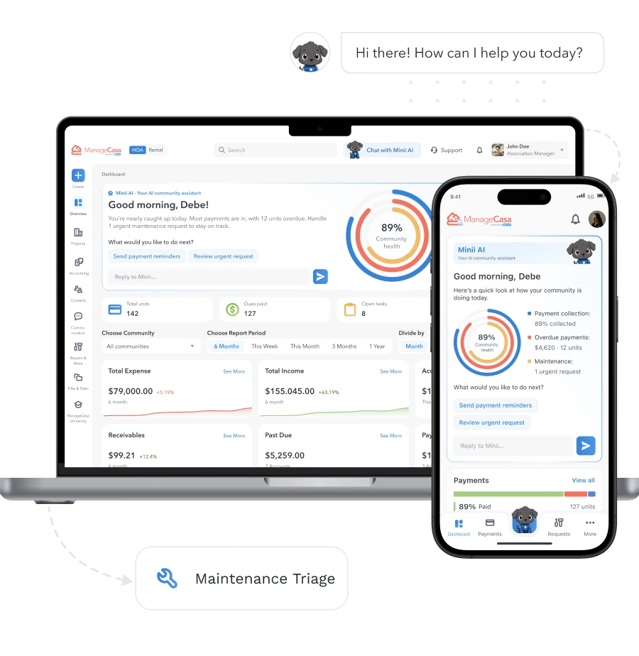 Apartment management software with online maintenance requests